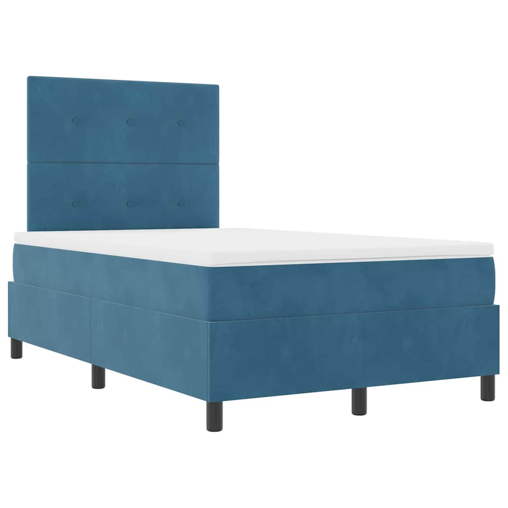 Lit à ressorts avec tête de lit Bleu foncé 120 x 190 cm Velours - XIOS