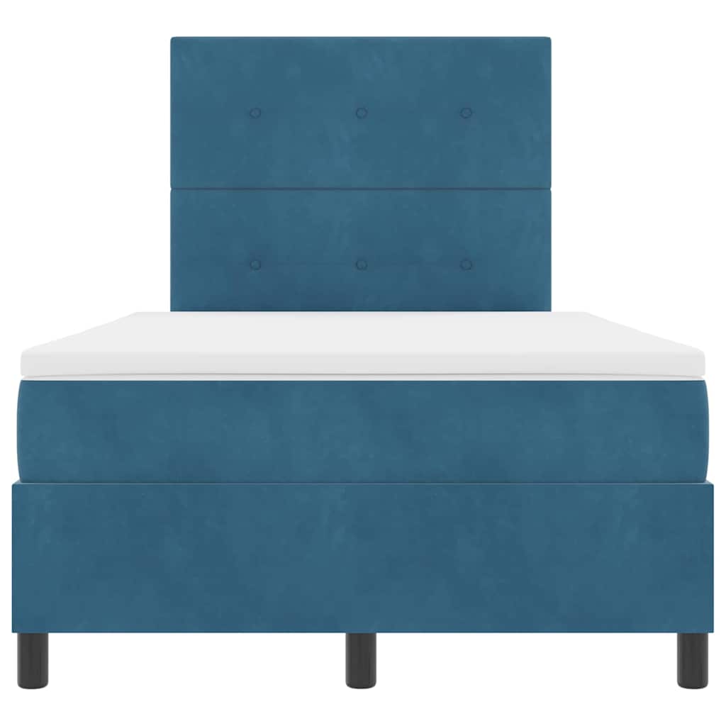 Lit à ressorts avec tête de lit Bleu foncé 120 x 190 cm Velours - XIOS