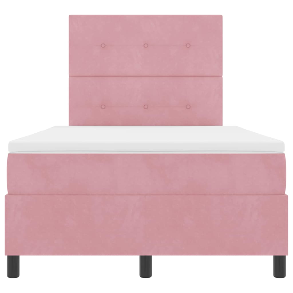 Lit à ressorts avec tête de lit Rose 120 x 190 cm Velours - XIOS