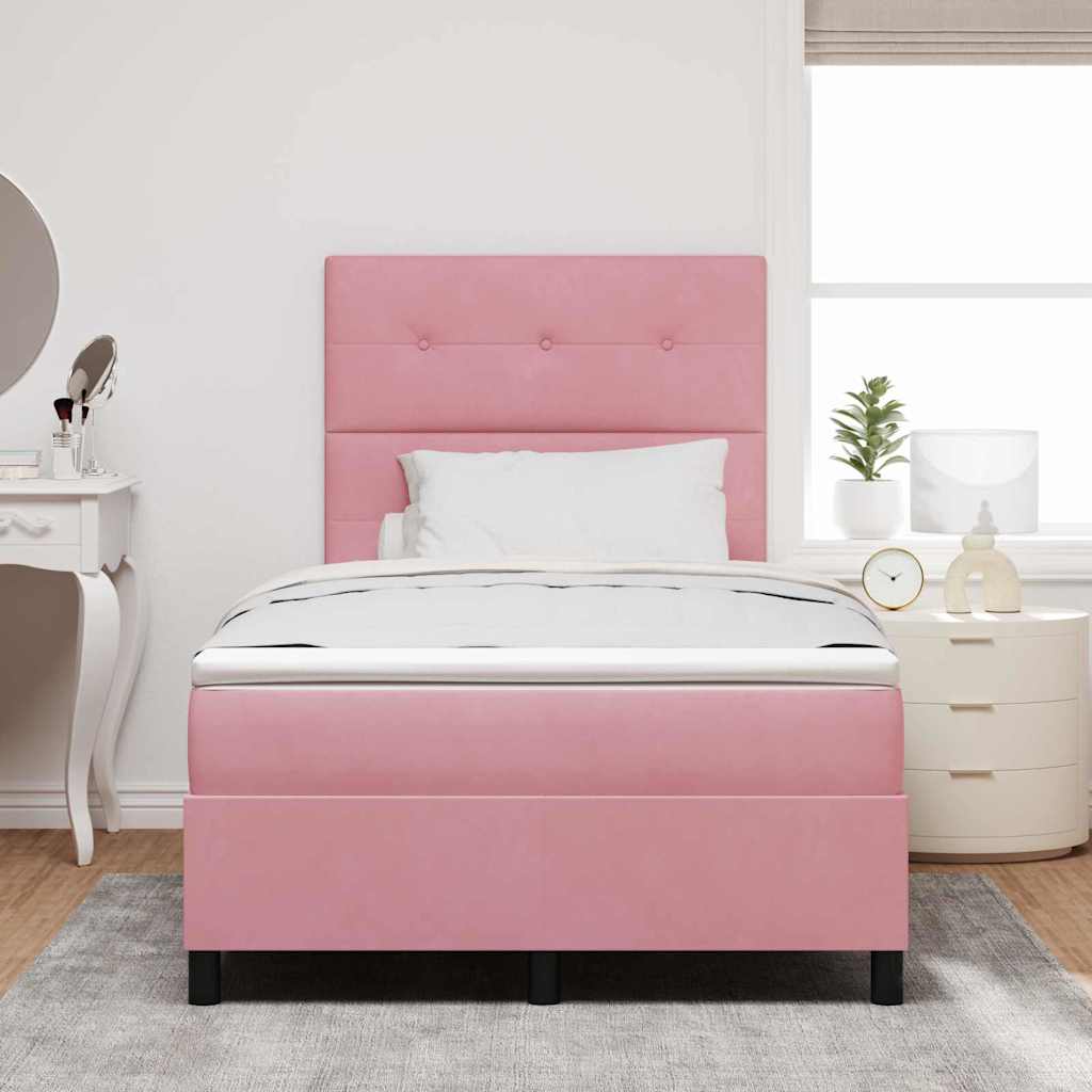 Lit à ressorts avec tête de lit Rose 120 x 200 cm Velours - XIOS