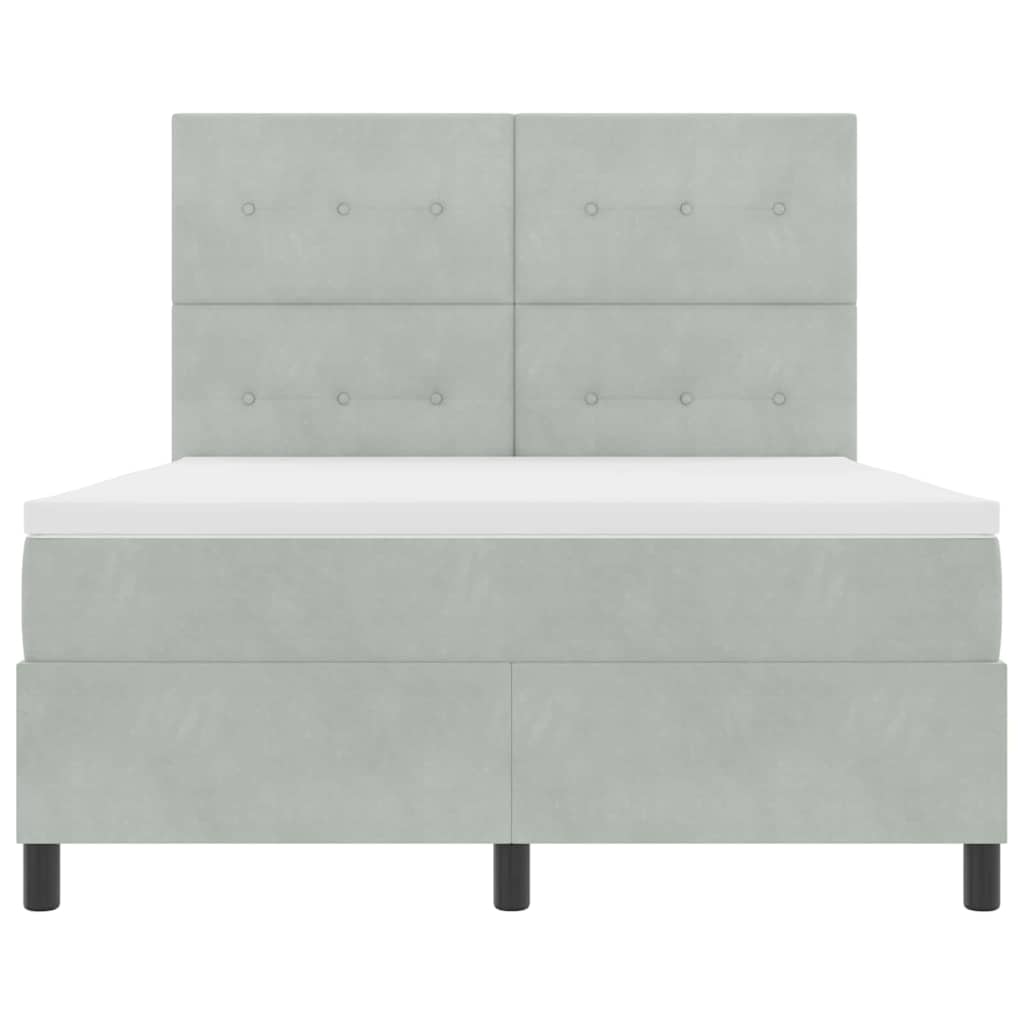 Lit à ressorts avec tête de lit Gris clair 140 x 190 cm Velours - XIOS