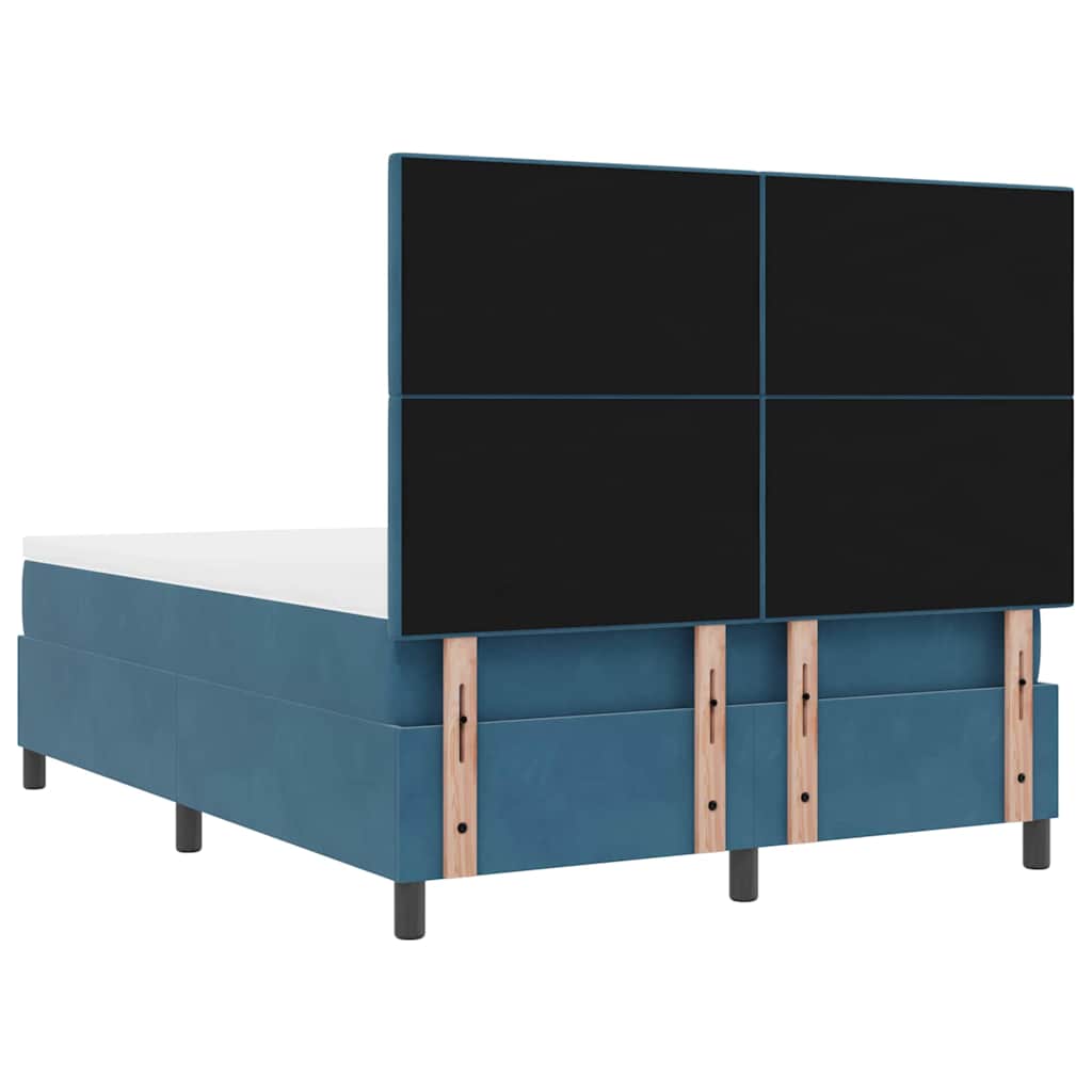 Lit à ressorts avec tête de lit Bleu foncé 140 x 190 cm Velours - XIOS