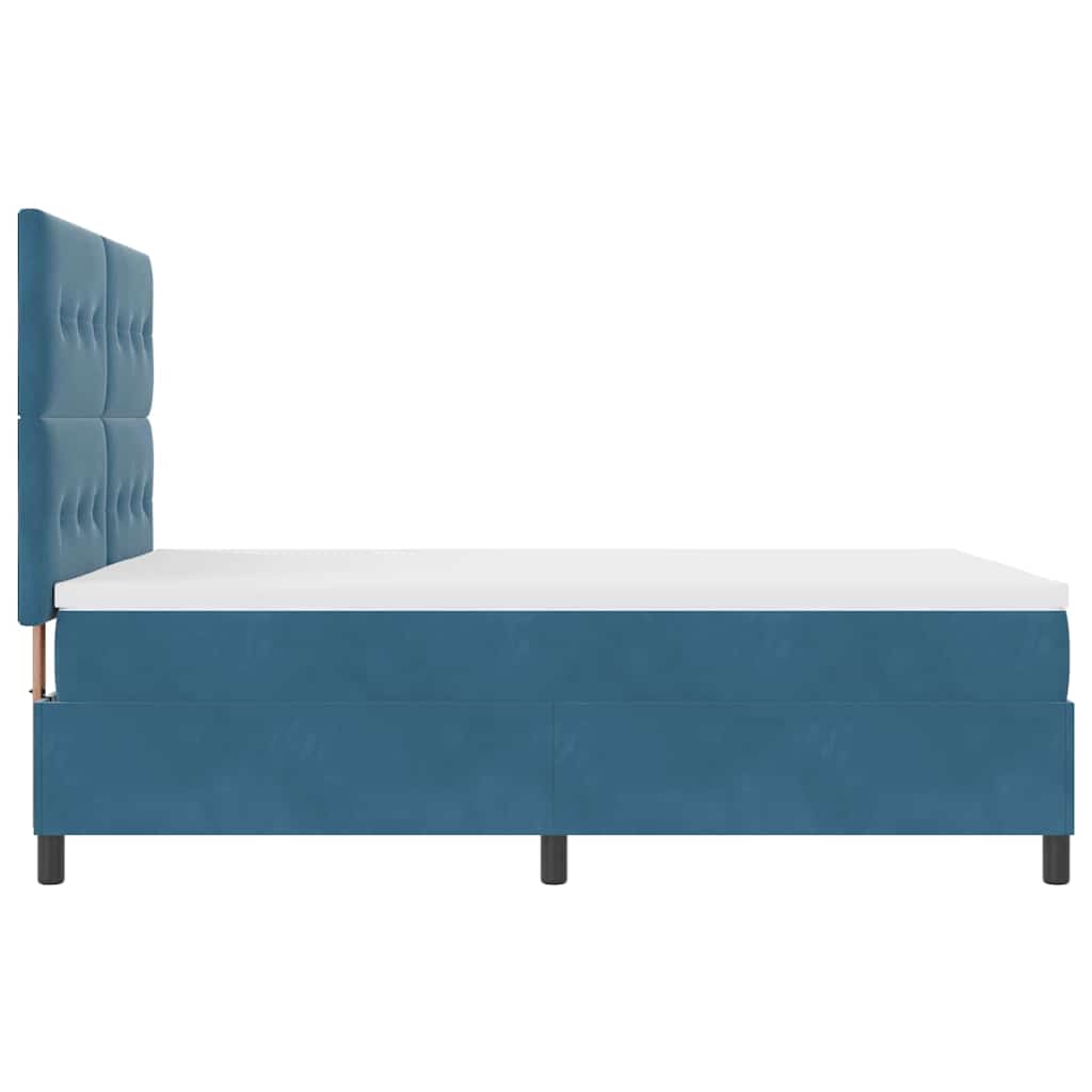 Lit à ressorts avec tête de lit Bleu foncé 140 x 190 cm Velours - XIOS