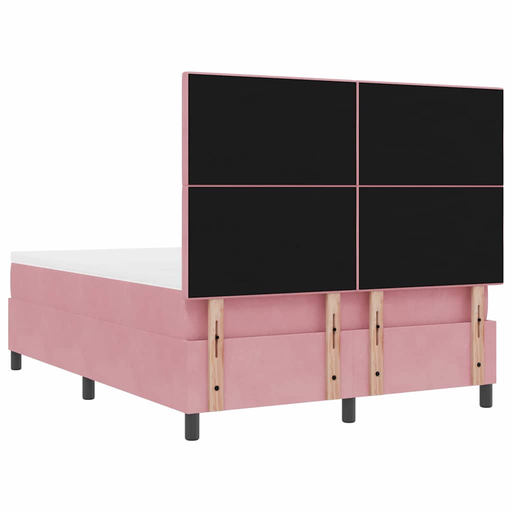 Lit à ressorts avec tête de lit Rose 140 x 200 cm Velours - XIOS