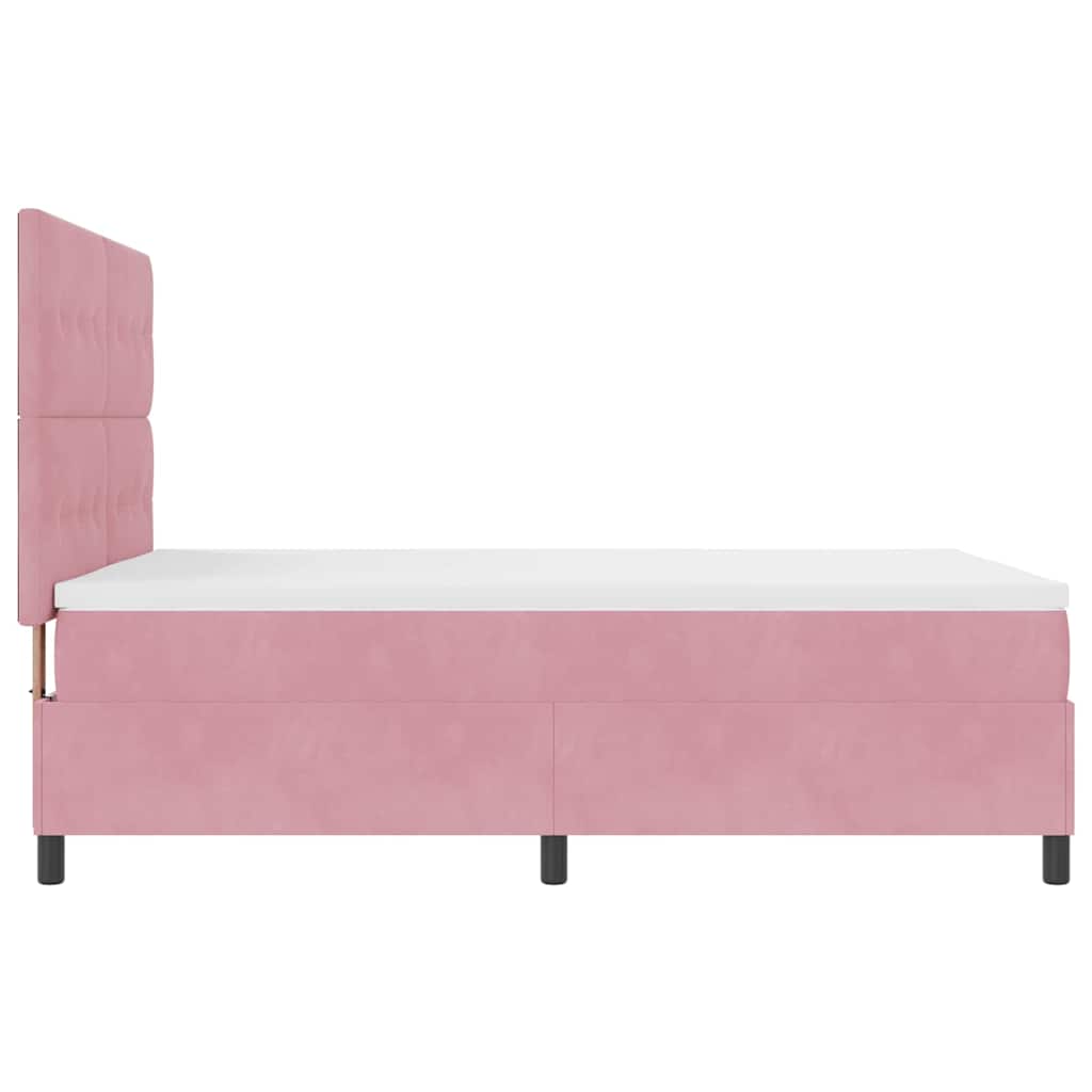 Lit à ressorts avec tête de lit Rose 140 x 200 cm Velours - XIOS
