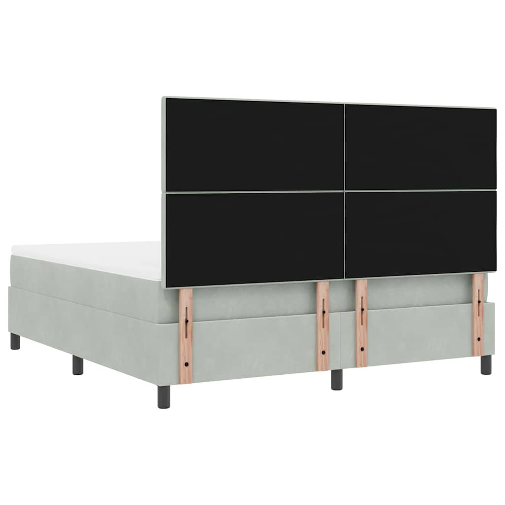 Lit à ressorts avec tête de lit Gris clair 180 x 200 cm Velours