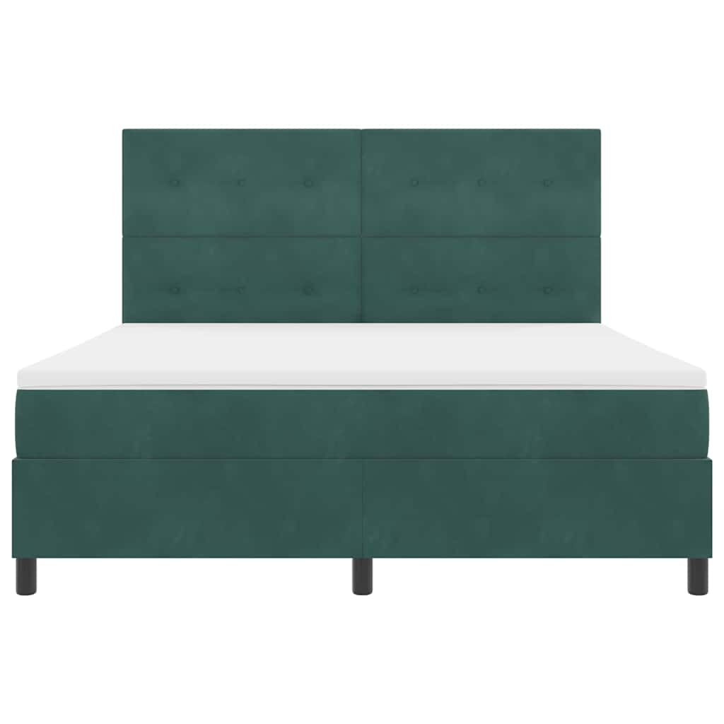 Lit à ressorts avec tête de lit Vert foncé 180 x 200 cm Velours