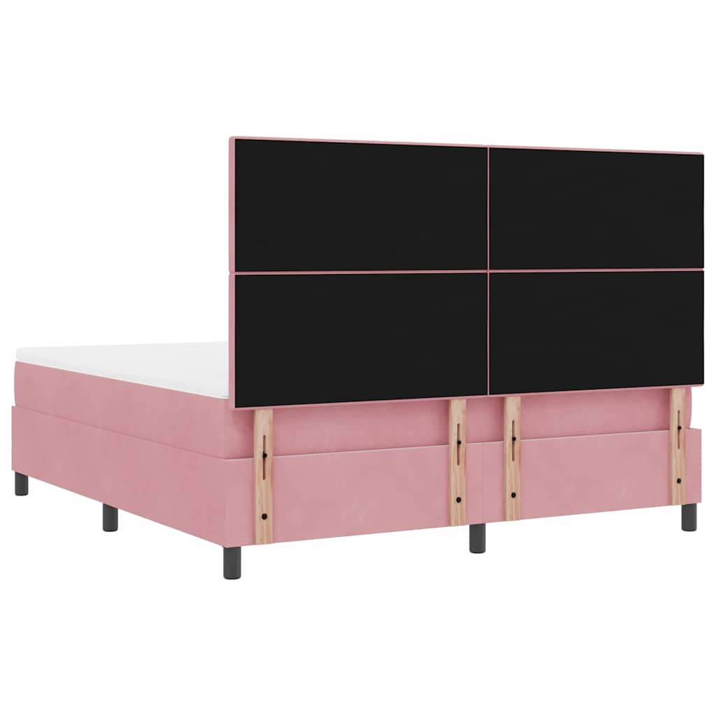Lit à ressorts avec tête de lit Rose 180 x 200 cm Velours