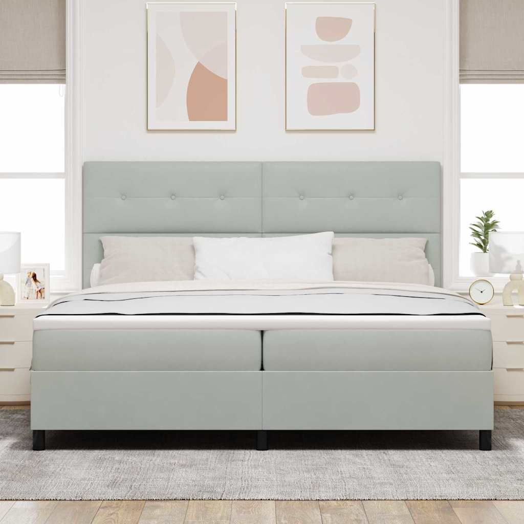 Lit à ressorts avec matelas Gris clair 200 x 200 cm tissu - XIOS