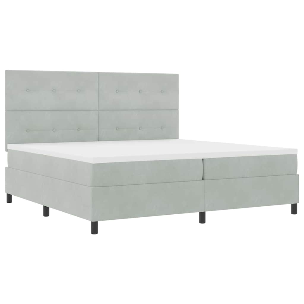Lit à ressorts avec matelas Gris clair 200 x 200 cm tissu - XIOS