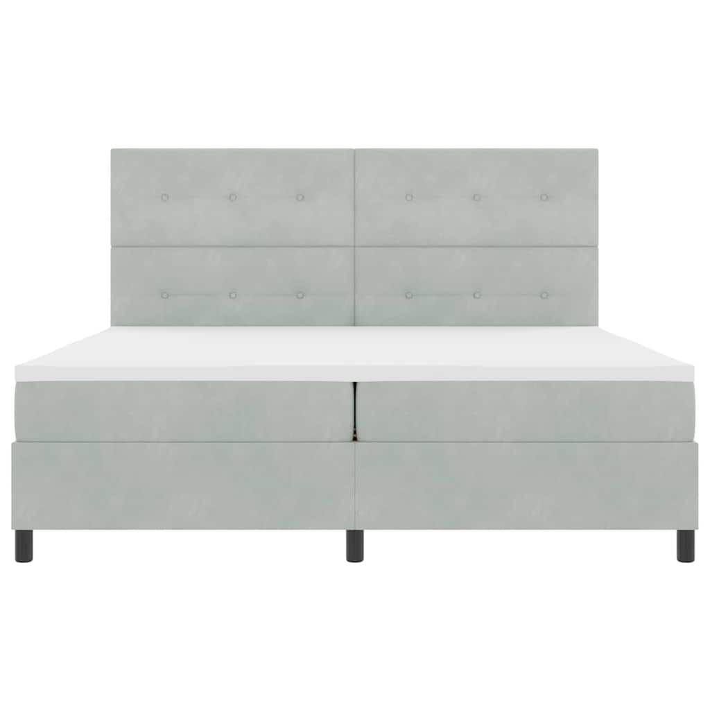 Lit à ressorts avec matelas Gris clair 200 x 200 cm tissu - XIOS