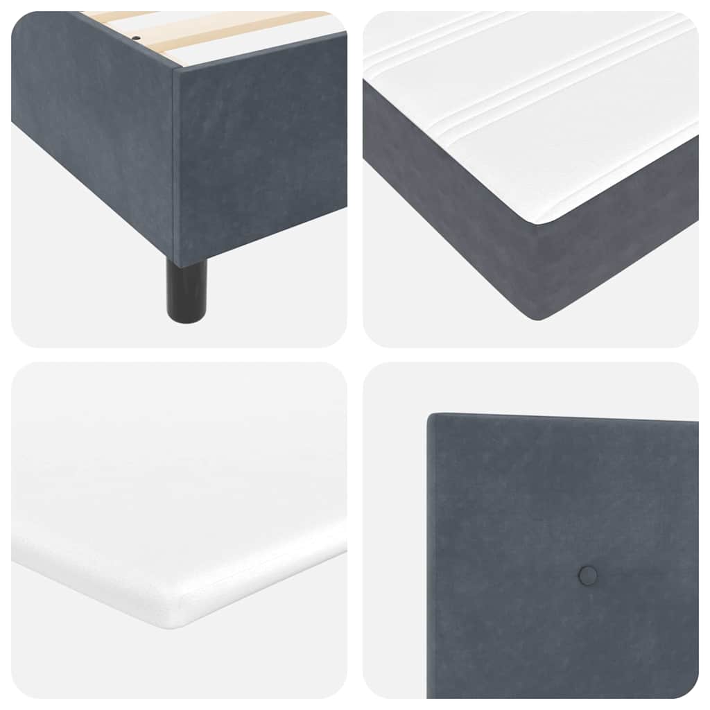 Lit à ressorts avec matelas Gris foncé 200 x 200 cm Velours