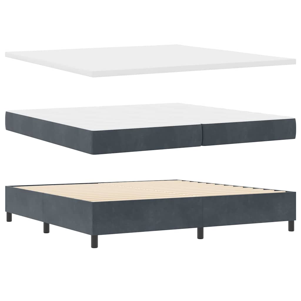 Lit à ressorts avec matelas Gris foncé 200 x 200 cm Velours