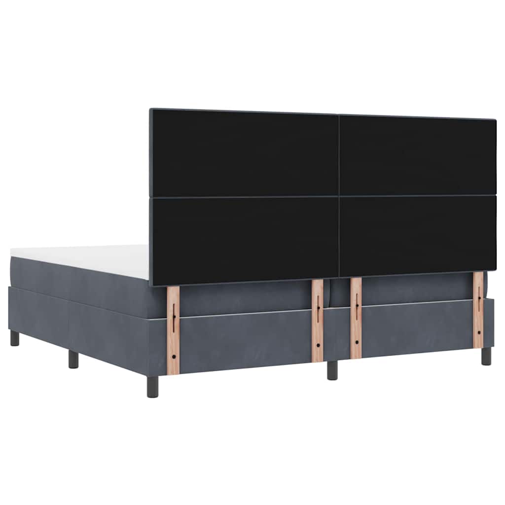 Lit à ressorts avec matelas Gris foncé 200 x 200 cm Velours