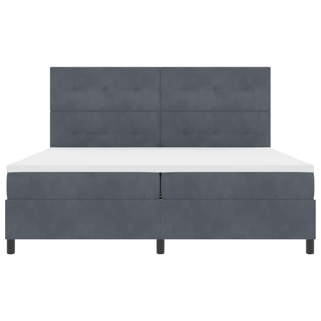 Lit à ressorts avec matelas Gris foncé 200 x 200 cm Velours