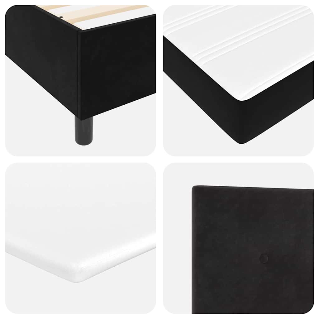 Lit à ressorts avec matelas Noir 200 x 200 cm Velours