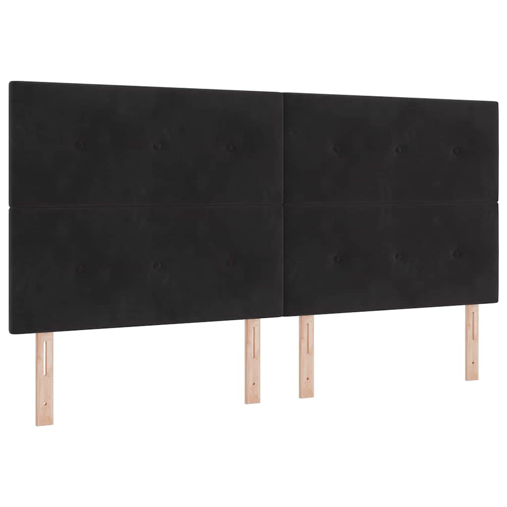 Lit à ressorts avec matelas Noir 200 x 200 cm Velours