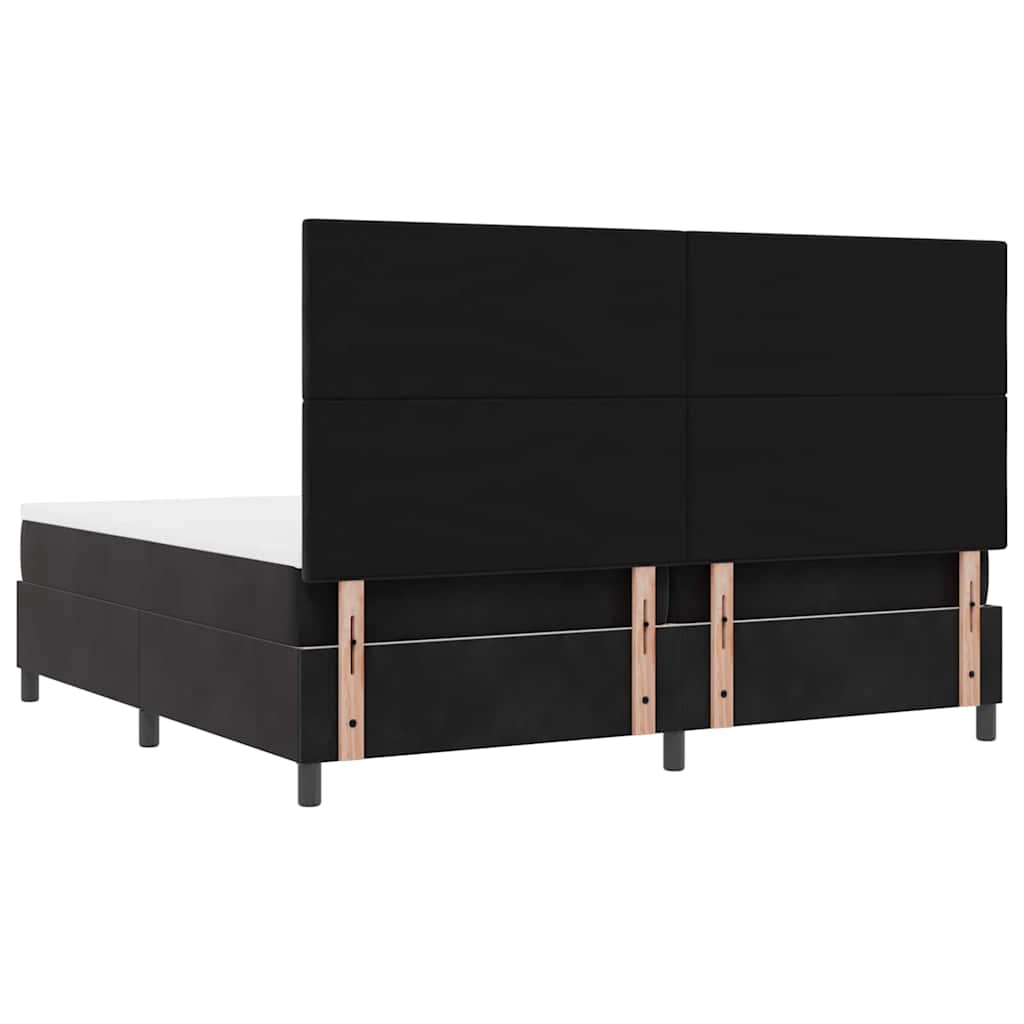 Lit à ressorts avec matelas Noir 200 x 200 cm Velours