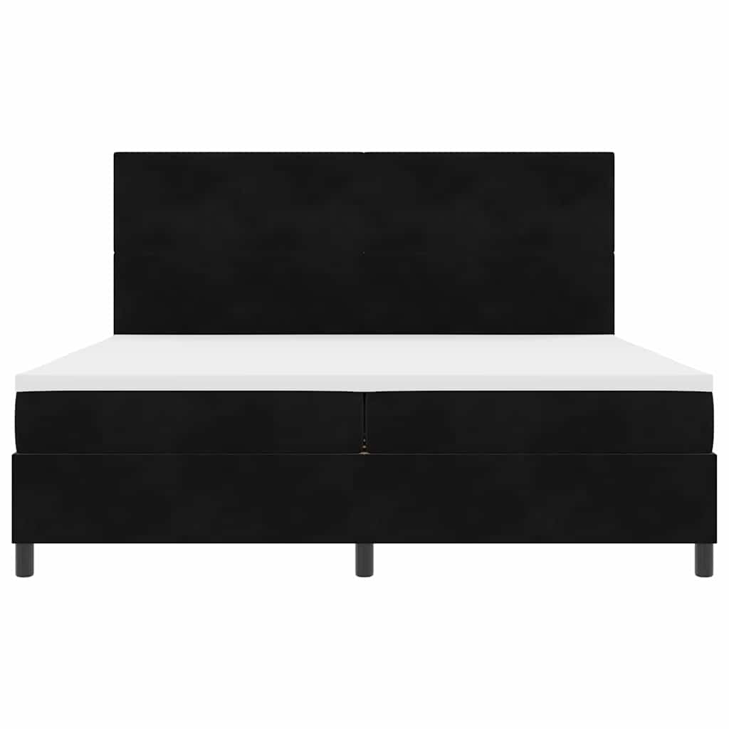 Lit à ressorts avec matelas Noir 200 x 200 cm Velours