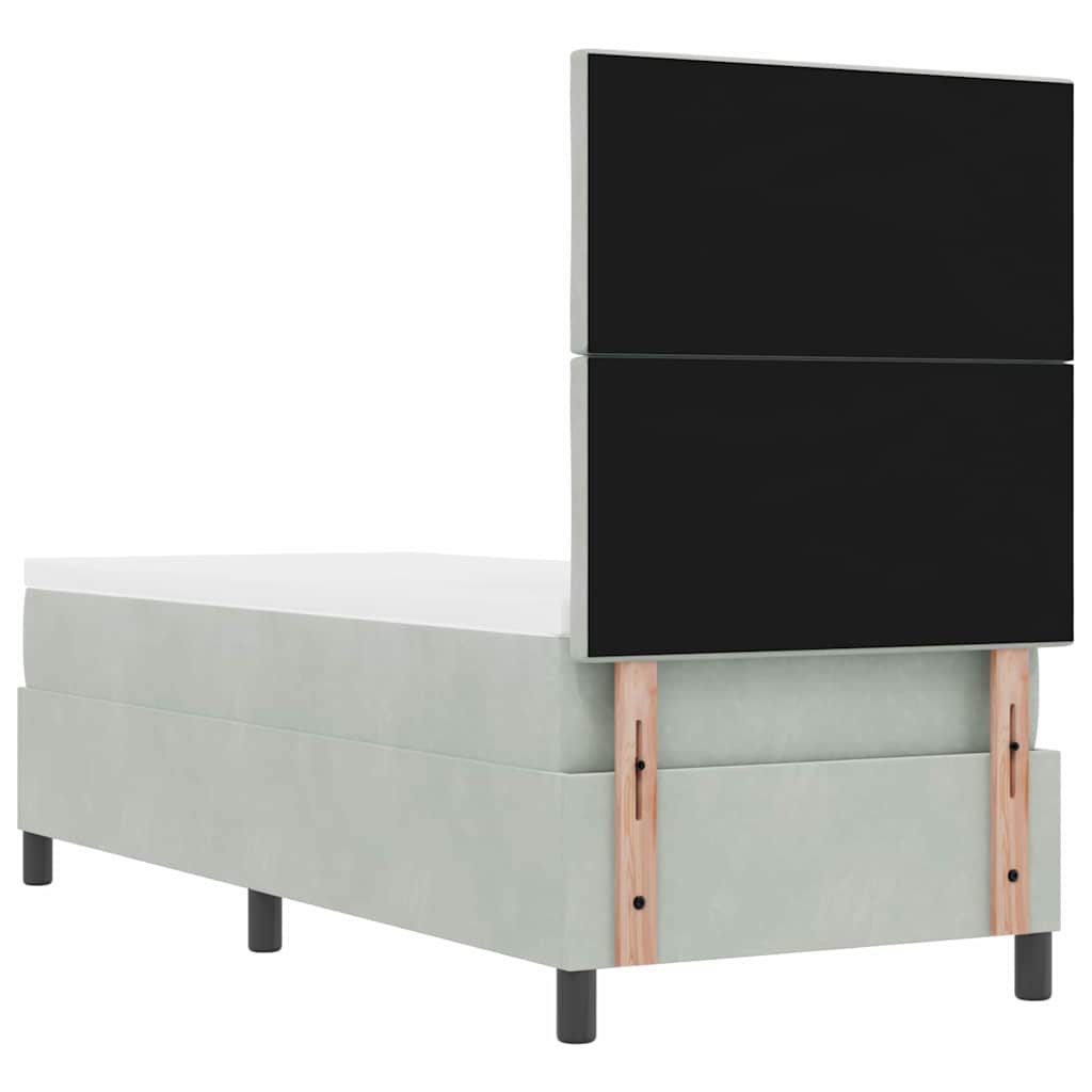 Lit à ressorts avec tête de lit Gris clair 80 x 200 cm Velours