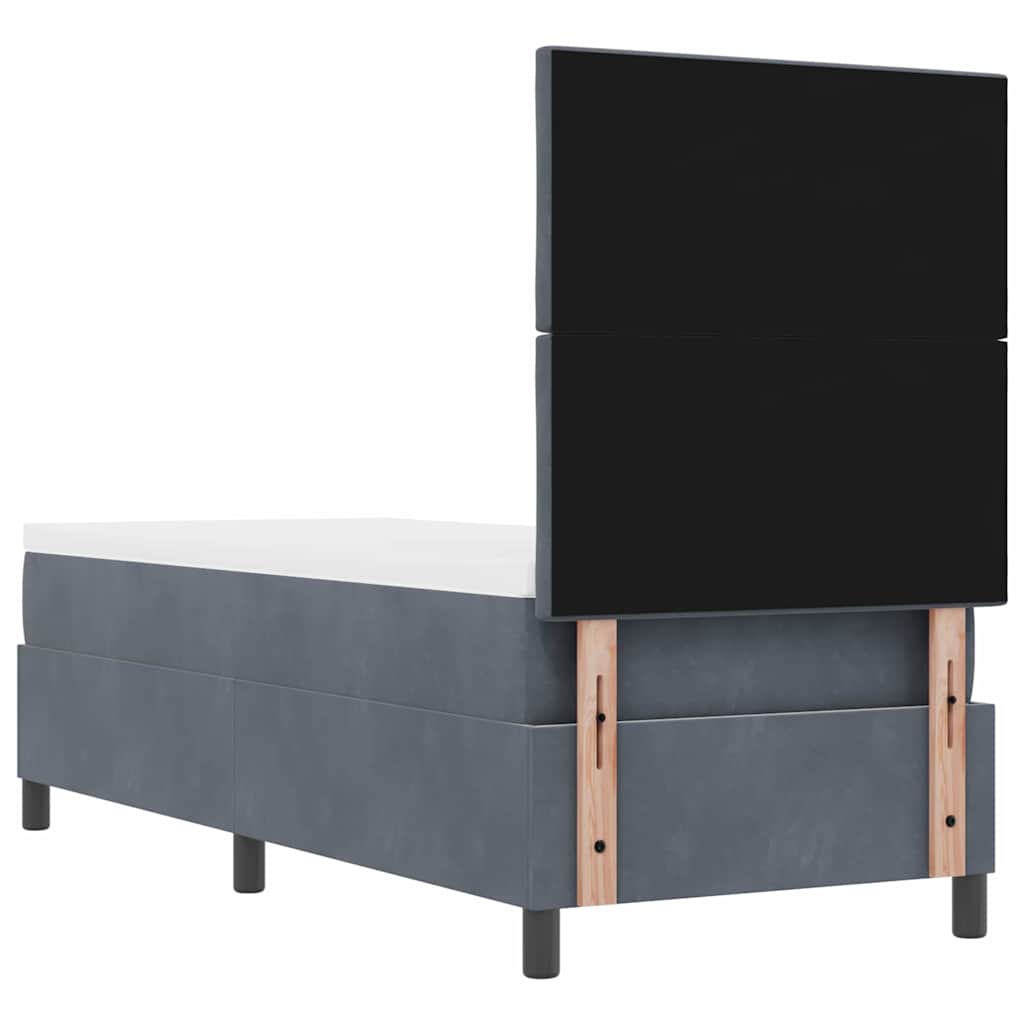 Lit à ressorts avec tête de lit Gris foncé 80 x 200 cm Velours