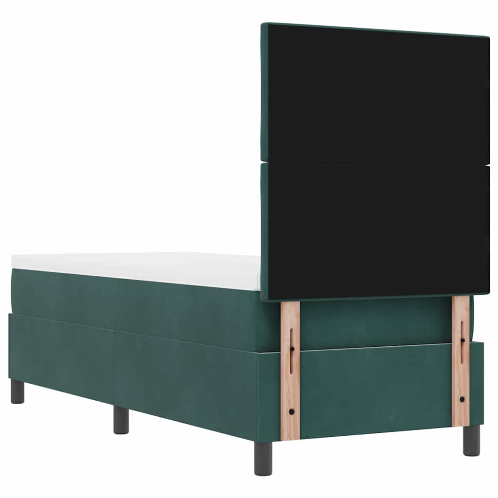 Lit à ressorts avec tête de lit Vert foncé 80 x 200 cm Velours