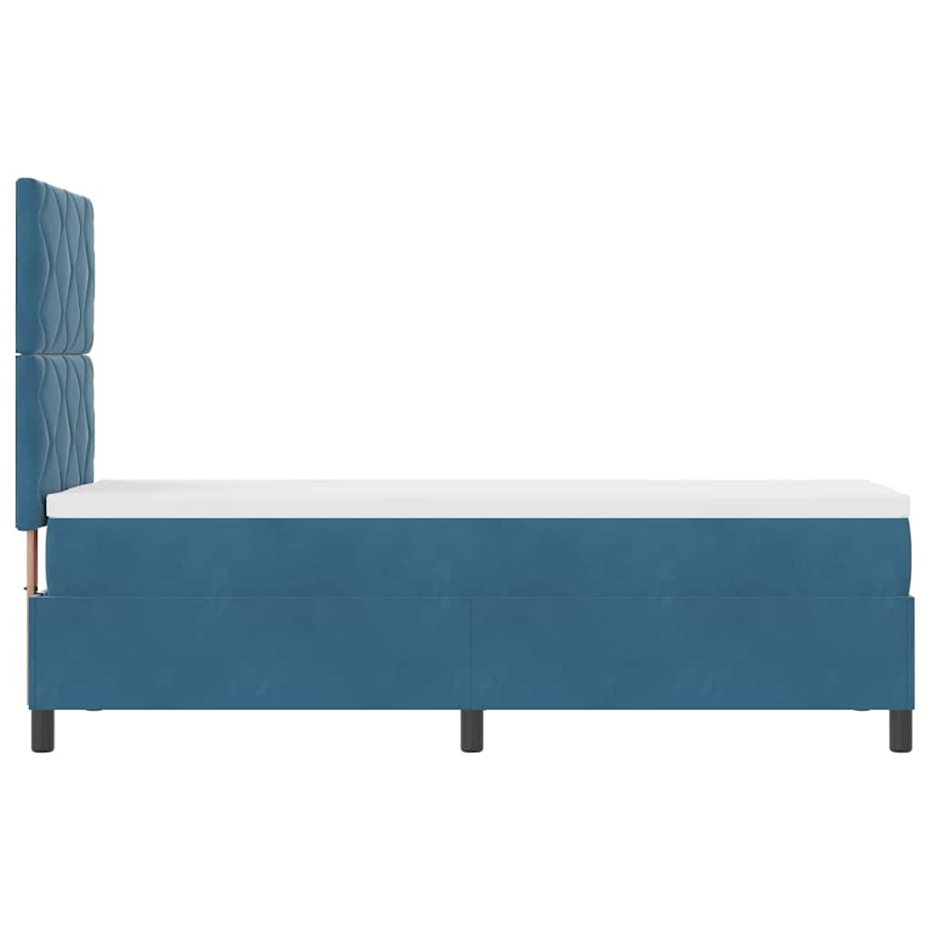 Lit à ressorts avec tête de lit Bleu foncé 80 x 200 cm Velours - XIOS