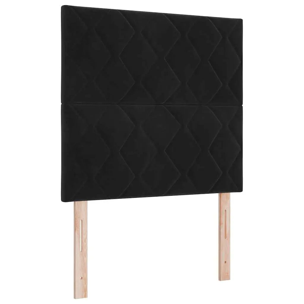Lit à ressorts avec tête de lit Noir 90 x 200 cm Velours - XIOS
