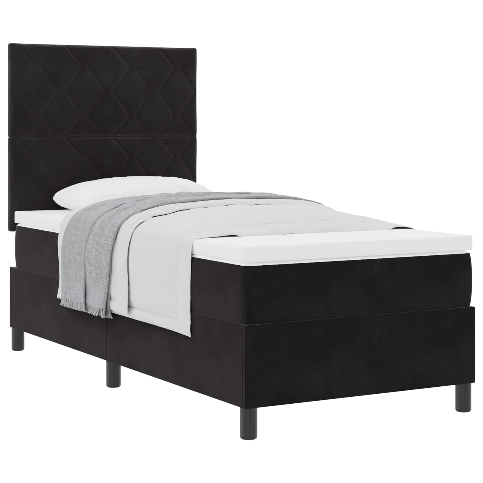 Lit à ressorts avec matelas Noir 100 x 200 cm tissu - XIOS