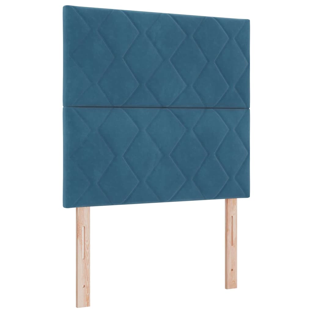 Lit à ressorts avec tête de lit Bleu foncé 100 x 200 cm Velours - XIOS