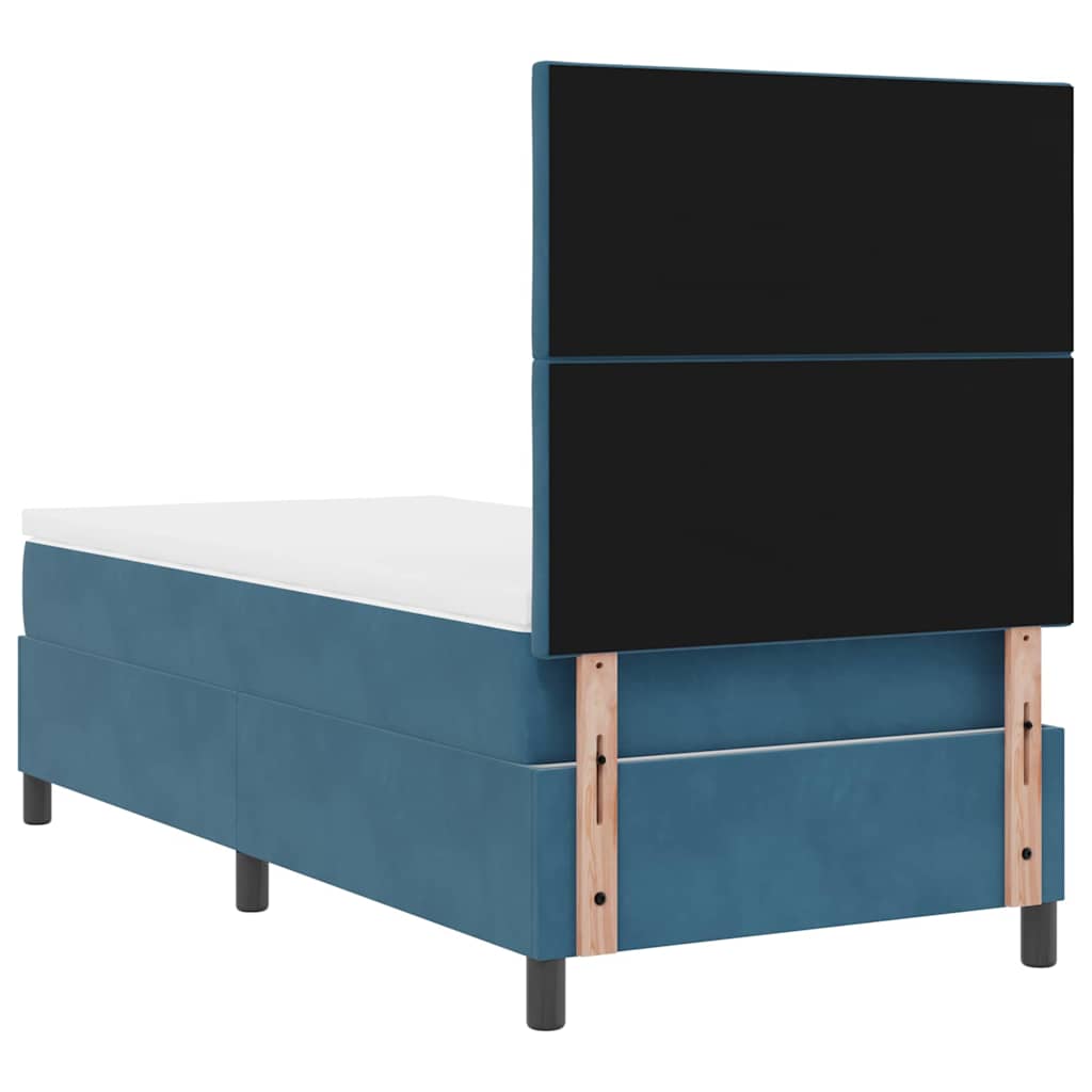 Lit à ressorts avec tête de lit Bleu foncé 100 x 200 cm Velours - XIOS