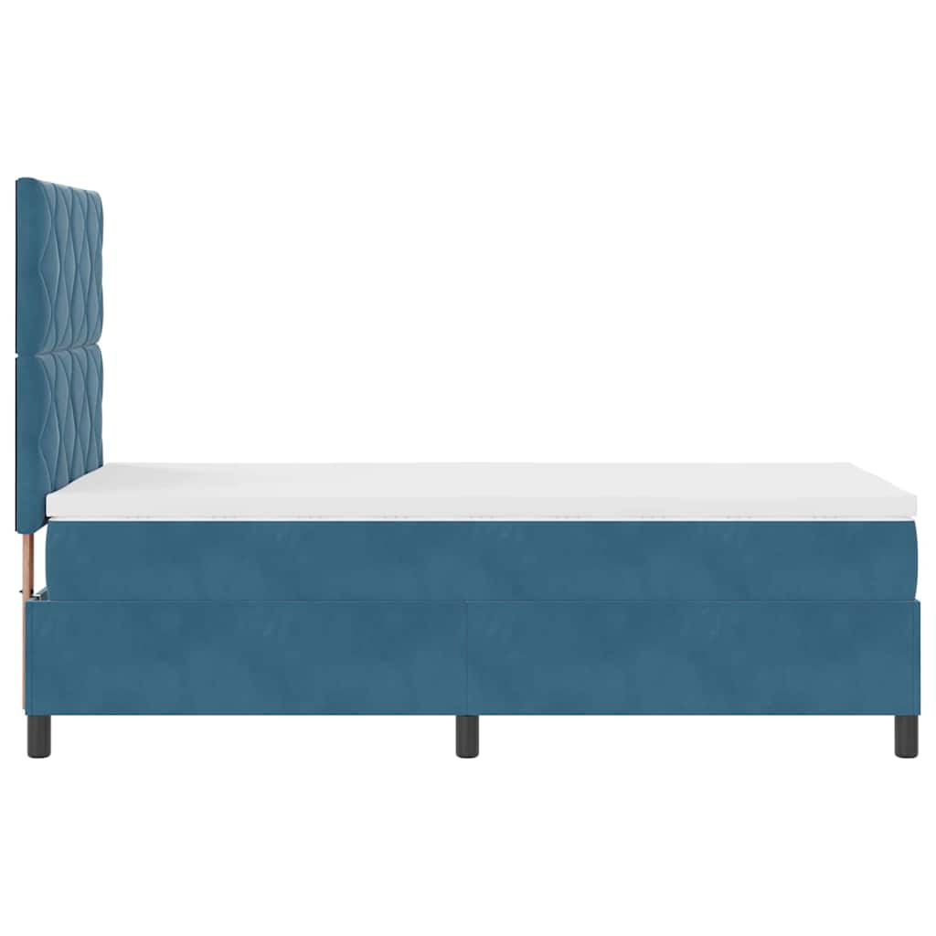 Lit à ressorts avec tête de lit Bleu foncé 100 x 200 cm Velours - XIOS