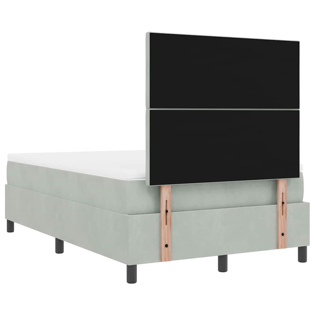 Lit à ressorts avec tête de lit Gris clair 120 x 190 cm Velours