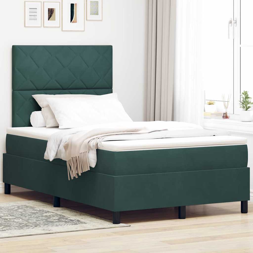Lit à ressorts avec matelas Vert foncé 120 x 190 cm Velours - XIOS
