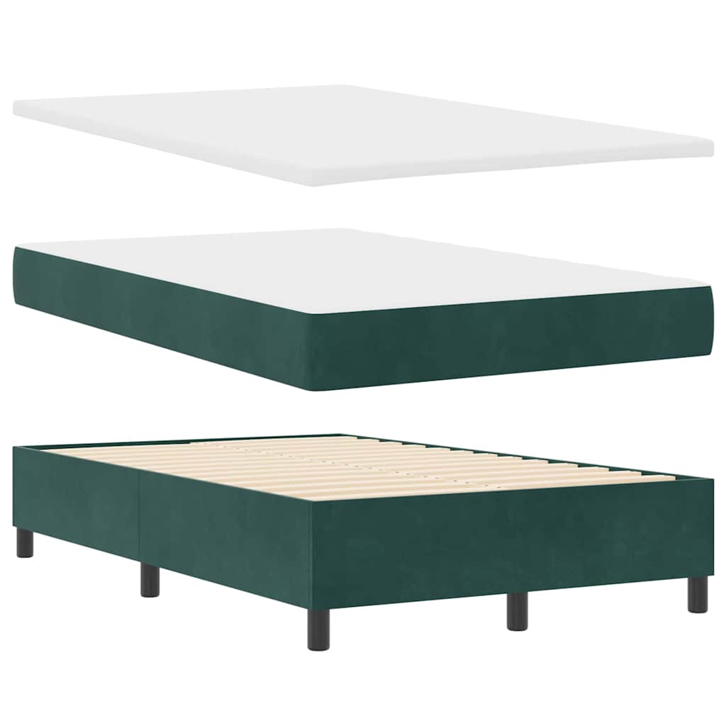 Lit à ressorts avec matelas Vert foncé 120 x 190 cm Velours - XIOS