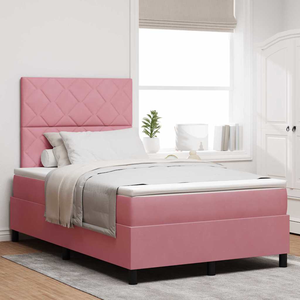 Lit à ressorts avec matelas Rose 120 x 190 cm Velours - XIOS