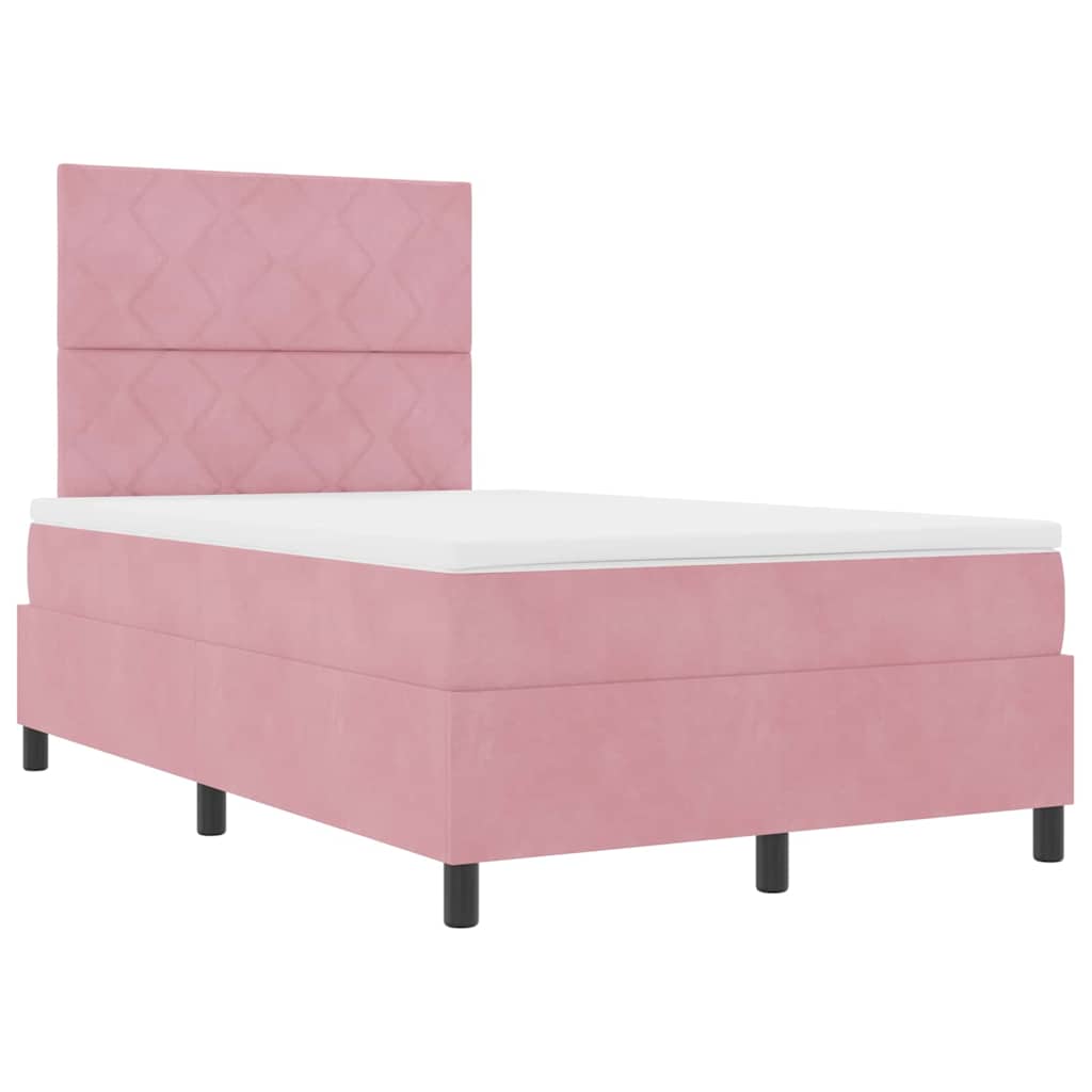 Lit à ressorts avec tête de lit Rose 120 x 200 cm Velours
