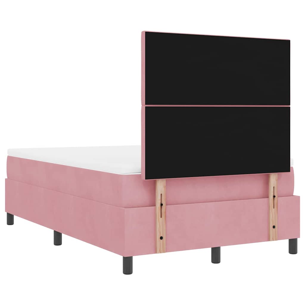 Lit à ressorts avec tête de lit Rose 120 x 200 cm Velours