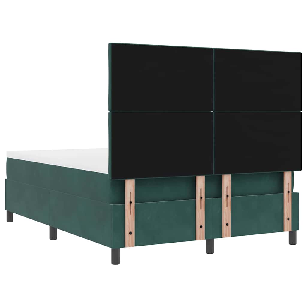 Lit à ressorts avec tête de lit Vert foncé 140 x 190 cm Velours - XIOS
