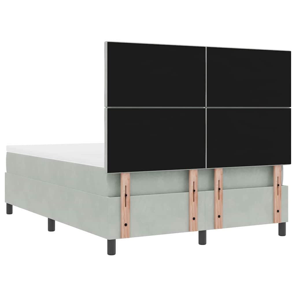 Lit à ressorts avec tête de lit Gris clair 140 x 200 cm Velours - XIOS