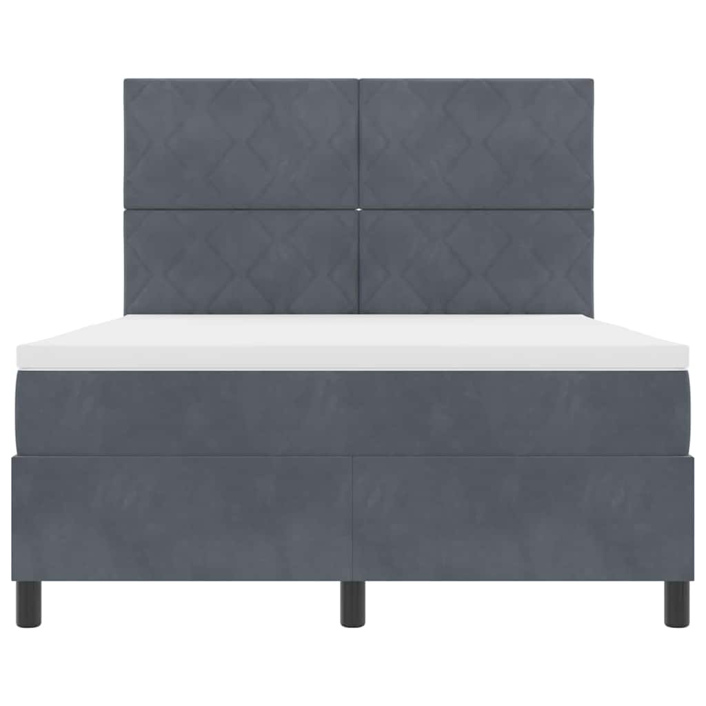 Lit à ressorts avec matelas Gris foncé 140 x 200 cm tissu