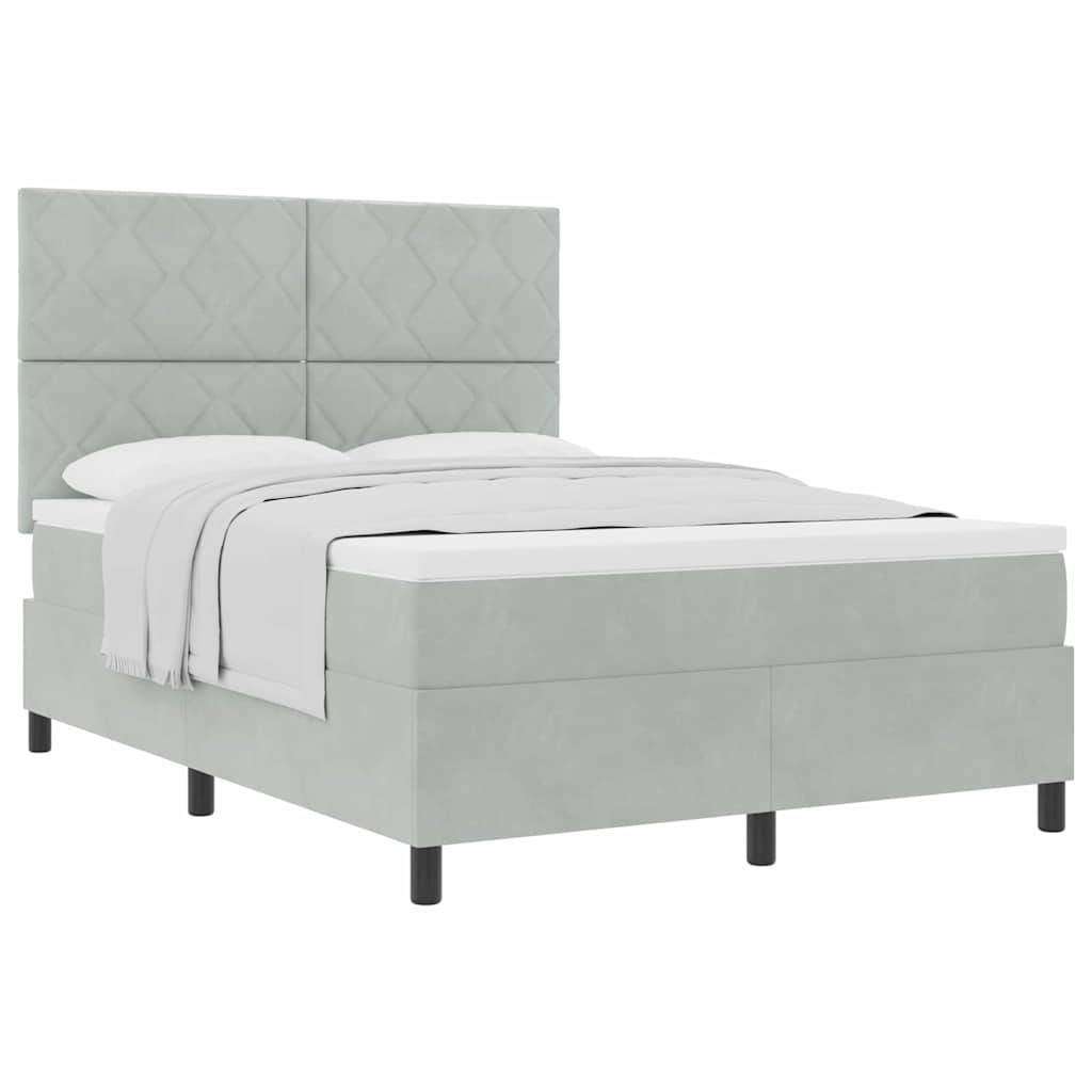 Lit à ressorts avec matelas Gris clair 160 x 200 cm Velours - XIOS