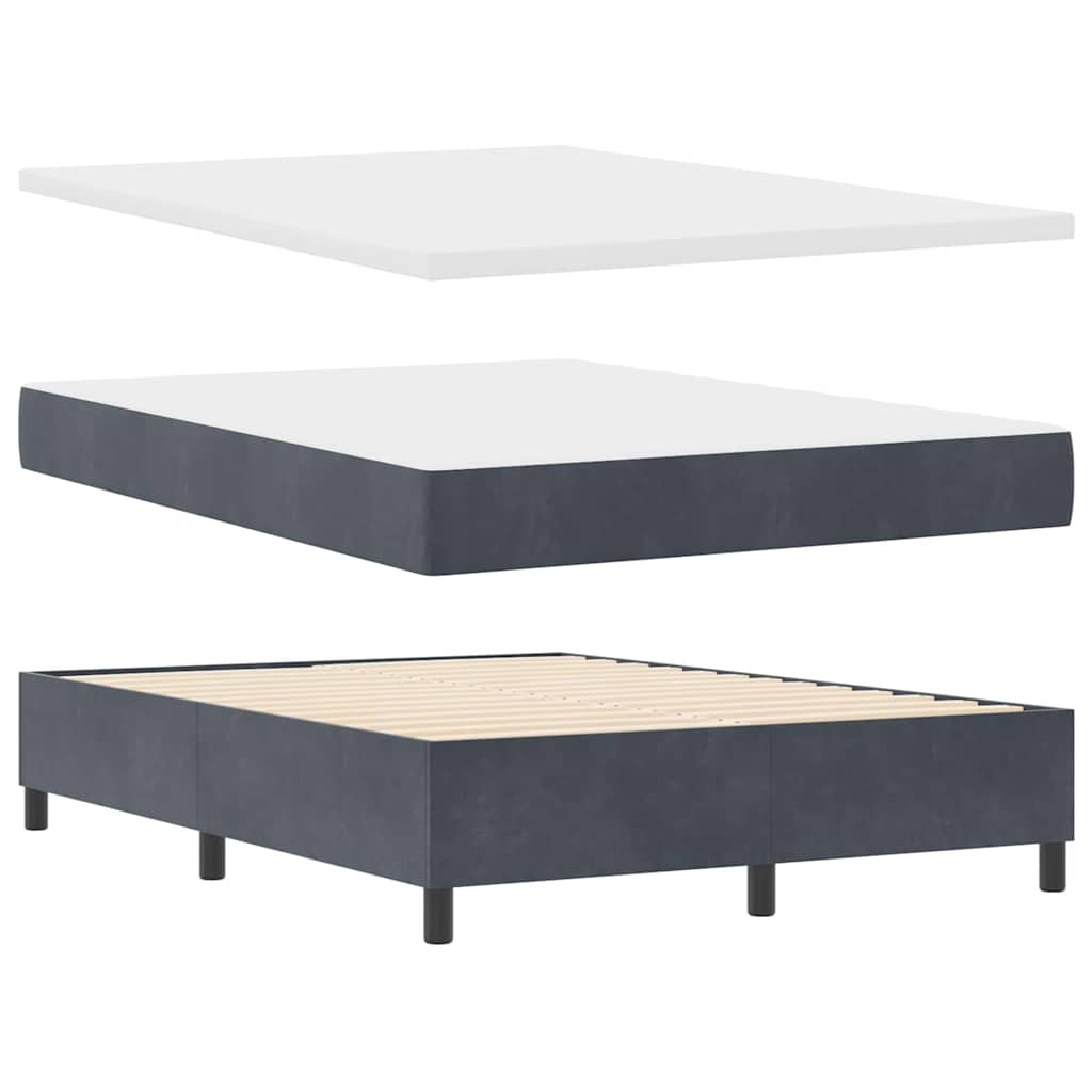 Lit à ressorts avec matelas Gris foncé 160 x 200 cm Velours - XIOS