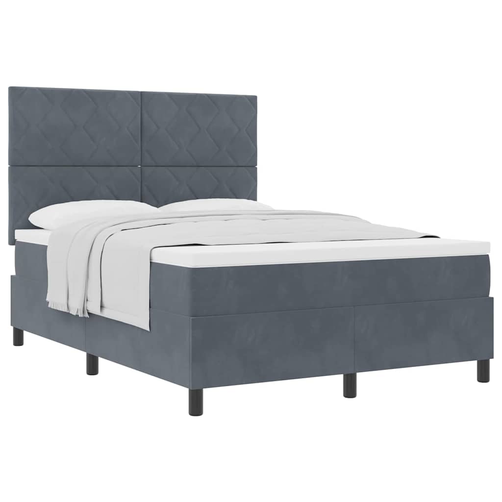 Lit à ressorts avec matelas Gris foncé 160 x 200 cm Velours - XIOS