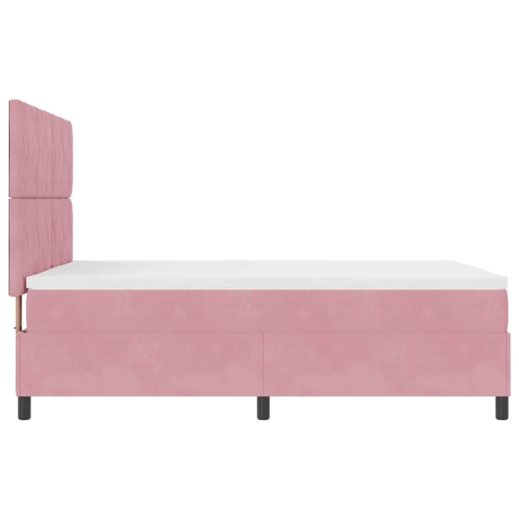 Lit à ressorts avec tête de lit Rose 160 x 200 cm Velours