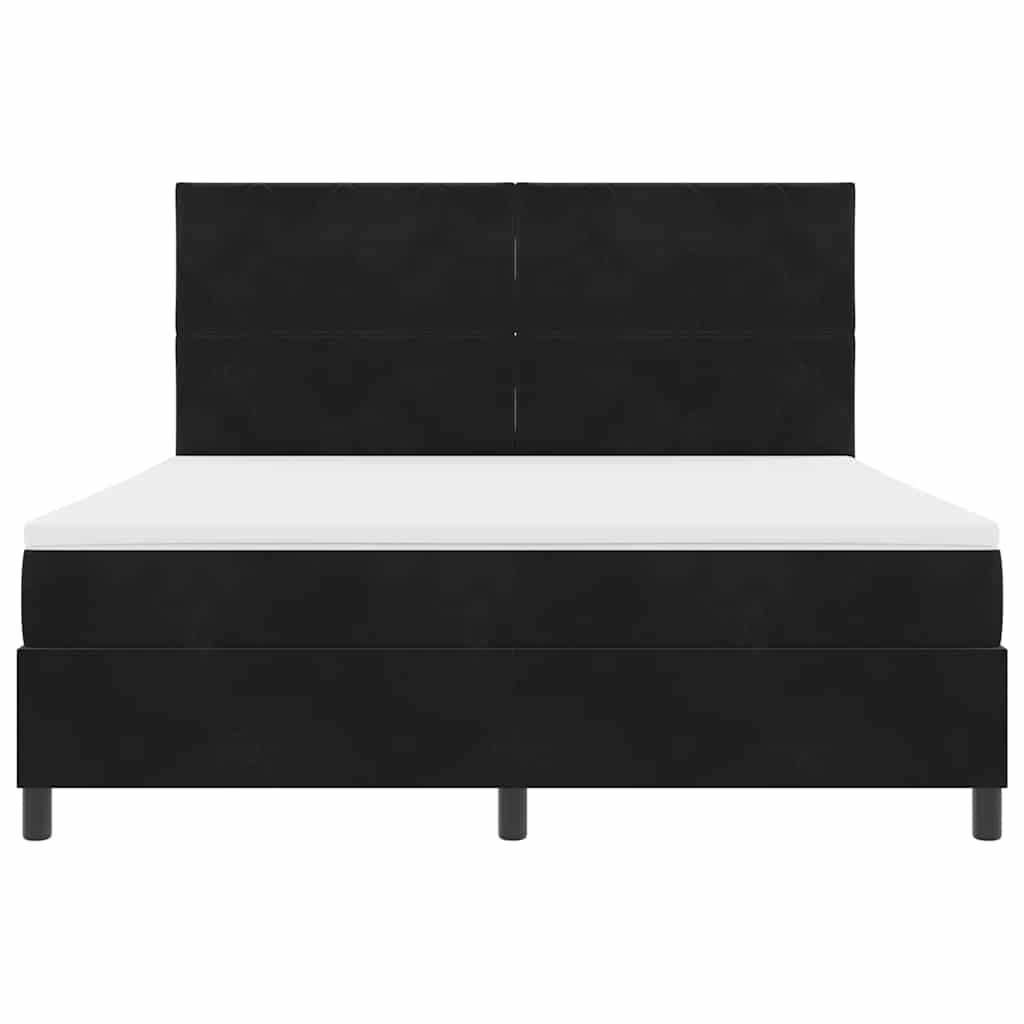 Lit à ressorts avec matelas Noir 180 x 200 cm tissu