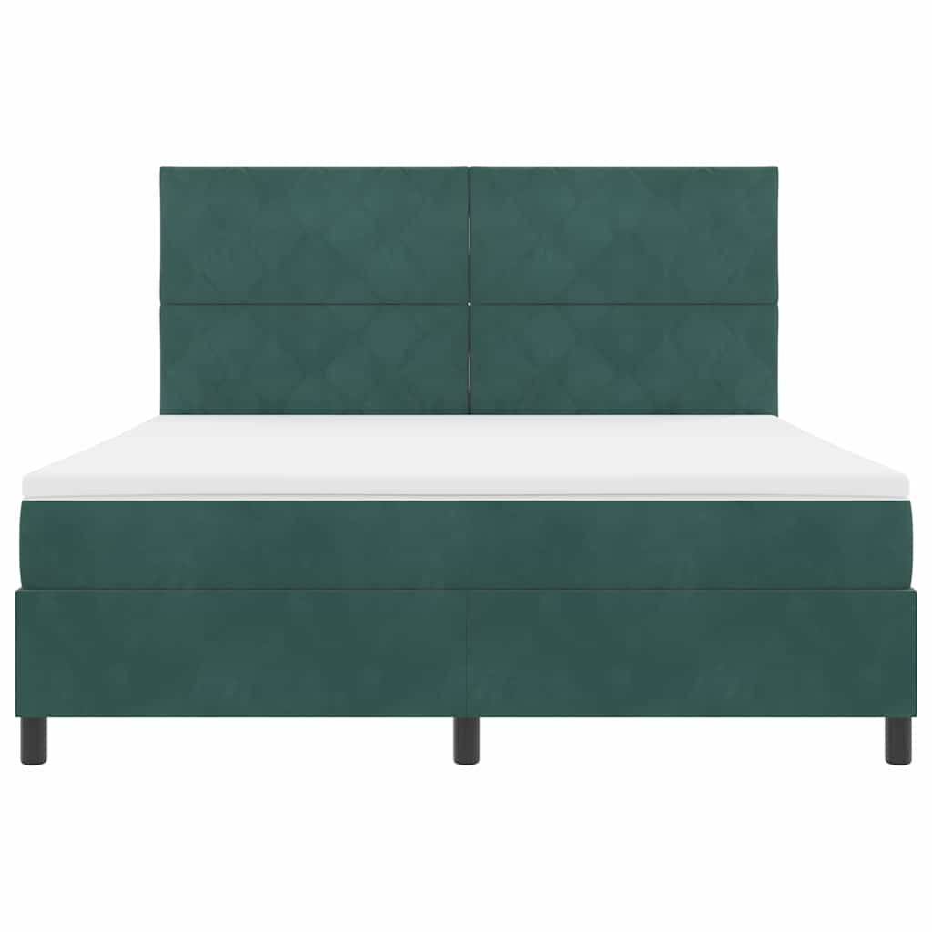 Lit à ressorts avec matelas Vert foncé 180 x 200 cm tissu