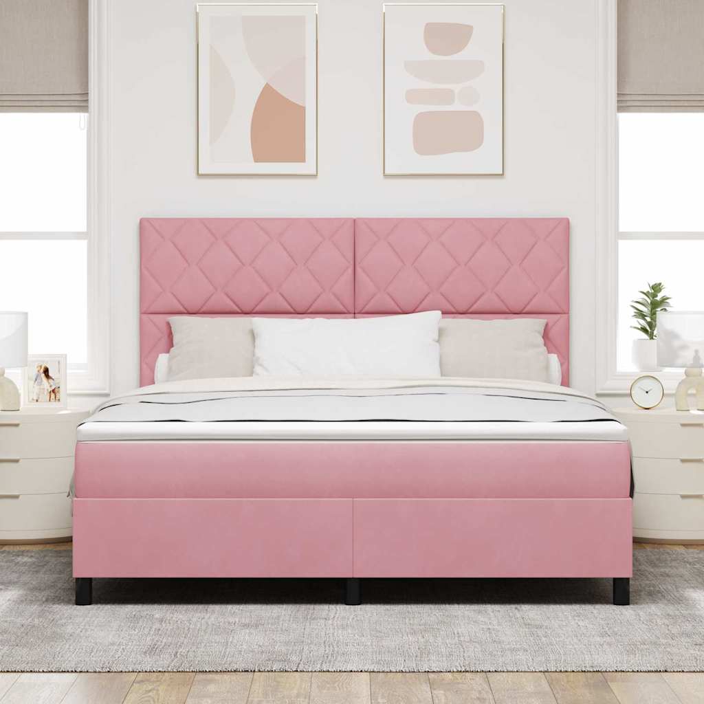 Lit à ressorts avec tête de lit Rose 180 x 200 cm Velours