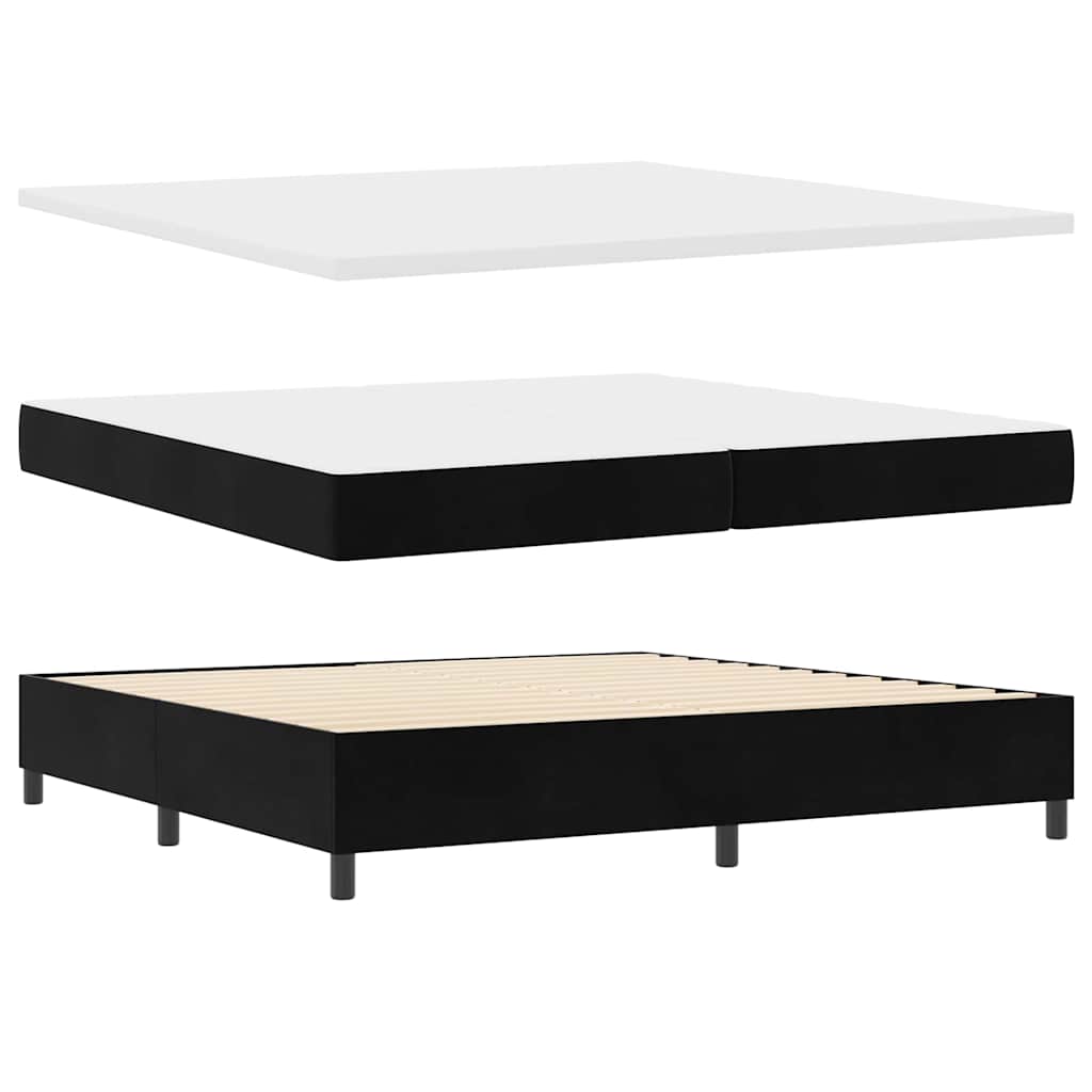 Lit à ressorts avec matelas Noir 200 x 200 cm Velours