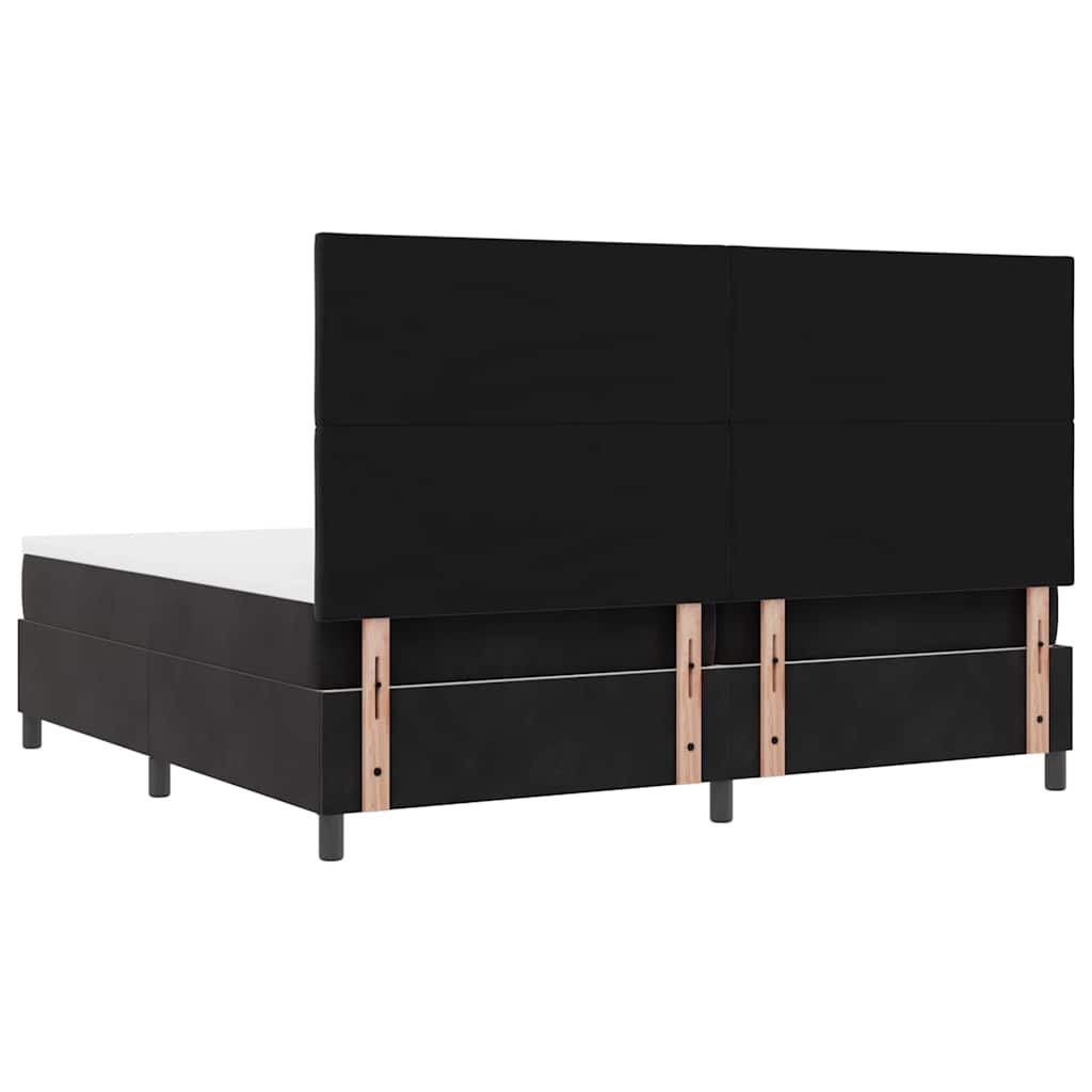 Lit à ressorts avec matelas Noir 200 x 200 cm Velours